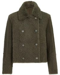 Brunello Cucinelli - Fuzzy Shearling Pea Coat - Lyst