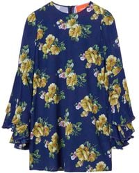 La DoubleJ - Floral Bell-Sleeve Mini Dress - Lyst