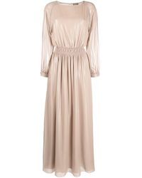 Peserico - Satin-finish Rhinestone-embellished Long Dress - Lyst