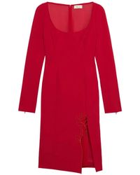 Blumarine - Rose-Embroidered Slit-Detail Midi Dress - Lyst