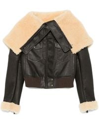 McQueen - Shearling-Collar Leather Jacket - Lyst