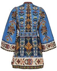 FARM Rio Macaw Cross Stitch Embroidered Mini Dress in White | Lyst