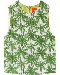 La DoubleJ - Aria Palm-Print Cropped Top - Lyst