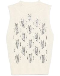 Ermanno Scervino - Fitted Sleeveless Knit Top With Textured Openwork Design - Lyst