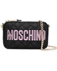 Moschino - Logo-patch Quilted Shoulder Bag - Lyst