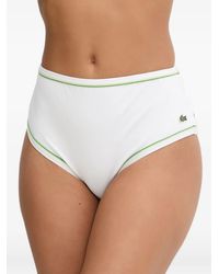 Lacoste - Logo-Patch Piped Bikini Bottoms - Lyst