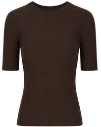 P.A.R.O.S.H. - Ribbed-Knit Short-Sleeve T-Shirt - Lyst