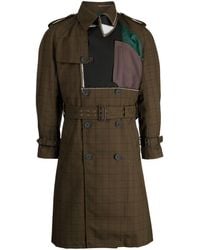 Kolor - Patchworked Double-breasted Trench Coat - Lyst