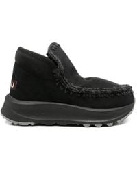 Mou - Speed Crochet-Trim Suede Ankle Boots - Lyst