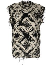 JNBY - Patterned-intarsia Frayed Top - Lyst