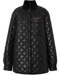 Burberry - Corduroy-collar Diamond-quilted Jacket - Lyst