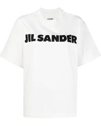 Jil Sander - T-shirt blanc cassé à logo - Lyst