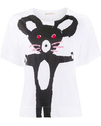 Marni Camiseta con estampado de ratón - Blanco