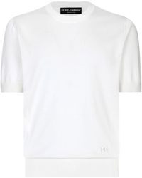 Dolce & Gabbana - Logo-embroidered Silk Knitted Top - Lyst