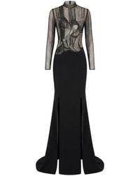 Gemy Maalouf - Bead-Embellished Semi-Sheer Dress - Lyst