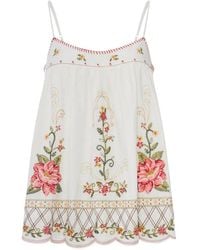 FARM Rio - Flower Embroidery Scalloped-Hem Blouse - Lyst
