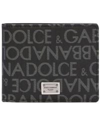 Dolce & Gabbana - Portafoglio bi-fold con logo jacquard - Lyst