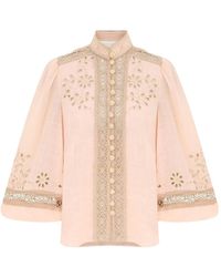 Zimmermann - Chemise À Fleurs Brodées - Lyst