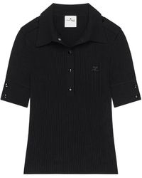 Courreges - Rib-Knit Short-Sleeved Polo Shirt - Lyst
