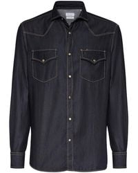 Brunello Cucinelli - Lightweight Denim Western Shirt - Lyst