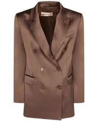 Blanca Vita - Double-Breasted Satin Blazer - Lyst