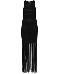 Laneus - Fringed-Hem Knitted Dress - Lyst
