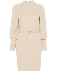 Twinset - Ribbed-Knit Midi Dress With Belt - Lyst