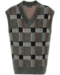 Fred Perry - Glitch Tartan-jacquard Knitted Vest - Lyst