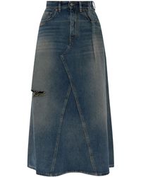 MM6 by Maison Margiela - Denim Midi Skirt - Lyst