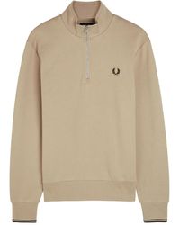 Fred Perry - Zip-Neck Laurel-Wreath Sweatshirt - Lyst