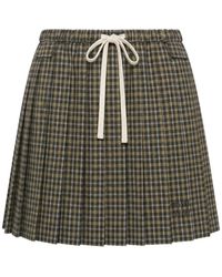 Miu Miu - Check-Pattern Pleated Mini Skirt - Lyst