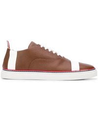 Thom Browne - Brown Pebbled Football Cap Toe Trainer - Lyst