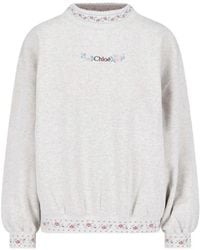 Chloé - Floral-Embroidered Logo Sweatshirt - Lyst