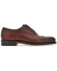 Ferragamo - Tramezza Round-Toe Leather Oxford Shoes - Lyst