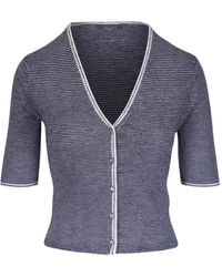 Vince - Gestreept Vest Met Knoop - Lyst