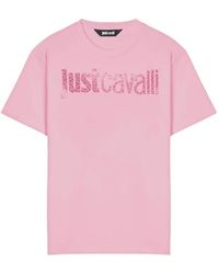 Just Cavalli - Crystal-Embellished Logo T-Shirt - Lyst