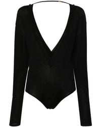 Saint Laurent - V-Neck Fine-Knit Bodysuit - Lyst