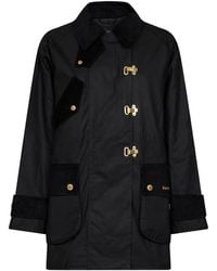 Barbour - Manteau Croisé À Finitions En Velours Côtelé - Lyst
