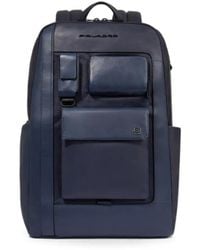 Piquadro - Multi-Pocket Leather Backpack - Lyst