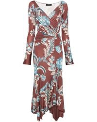 Etro - Jersey-Maxikleid Mit Blatt-Print - Lyst