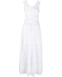 Alberta Ferretti - Broderie-Anglaise Pleated Maxi Dress - Lyst