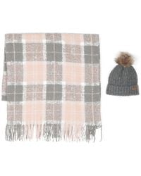 Barbour - Saltburn Beanie And Tartan Scarf (set Of Two) - Lyst