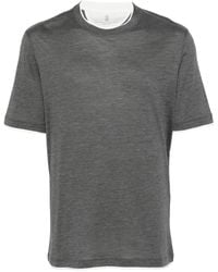 Brunello Cucinelli - Silk And Cotton Jersey Crew-Neck T-Shirt With Faux-Layering - Lyst