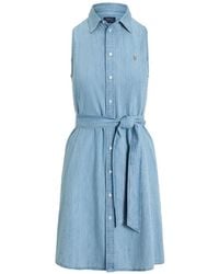 Polo Ralph Lauren - Sleeveless Belted Mini Dress - Lyst