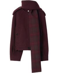 Burberry - Jacket With Detachable Scarf - Lyst