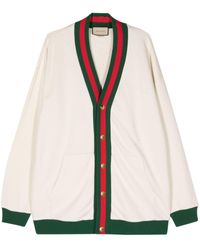 Gucci - Cotton Jersey Cardigan With Web - Lyst