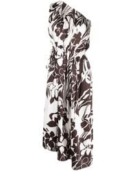 N°21 - Floral-print One-shoulder Midi Dress - Lyst