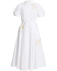 Erdem - Puff-Sleeves Embroidered Midi Dress - Lyst