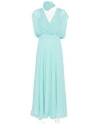 Marella - Floral-Applique Draped Dress - Lyst