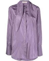 Valentino Garavani - Tied-Neck Silk Shirt - Lyst